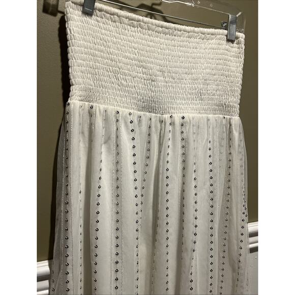 Free People Beaded Midnight White Embellished Convertible Maxi Skirt Dress S? - Picture 2 of 10